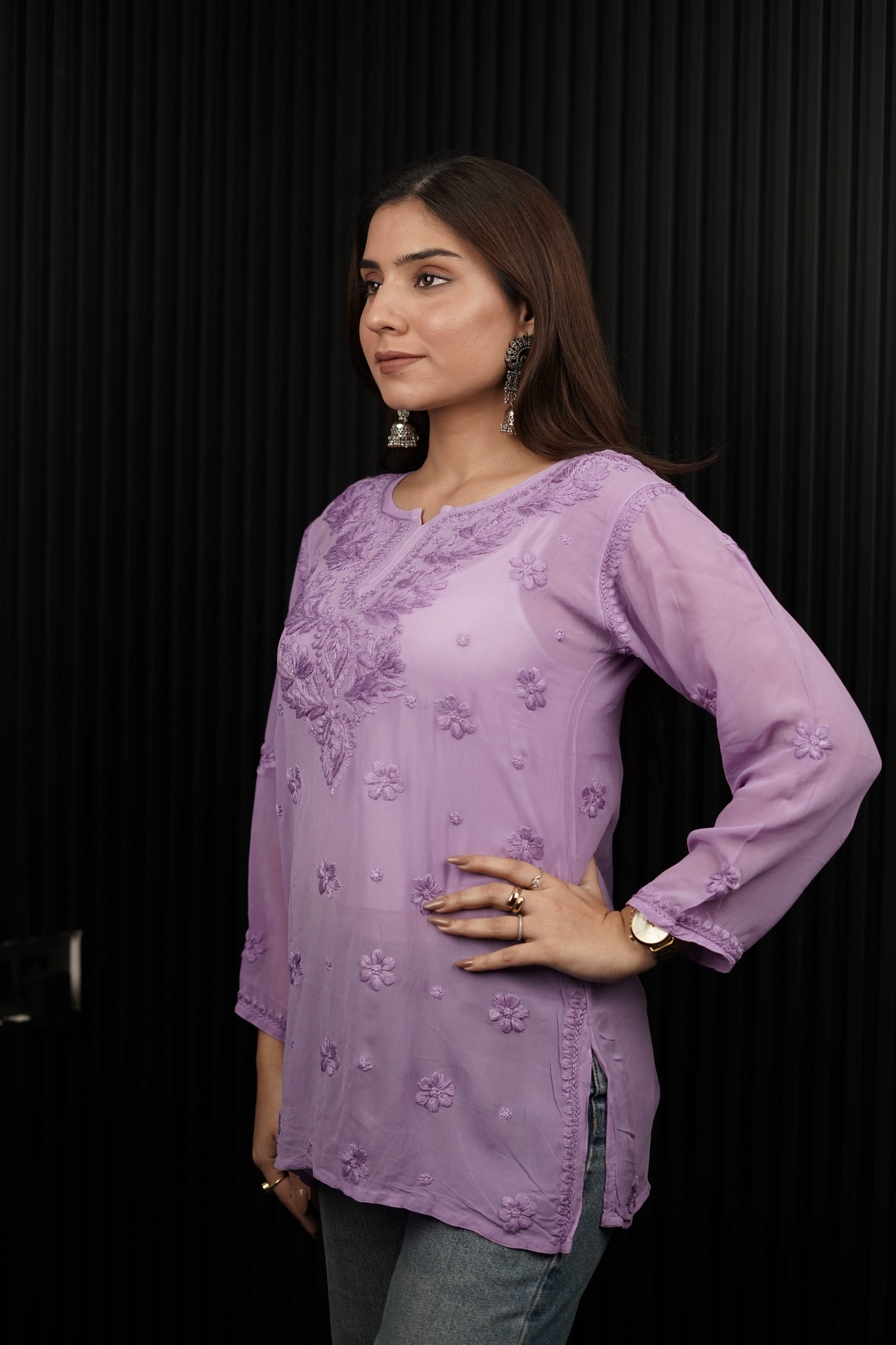 Semi Short Cotton Botton Kurti